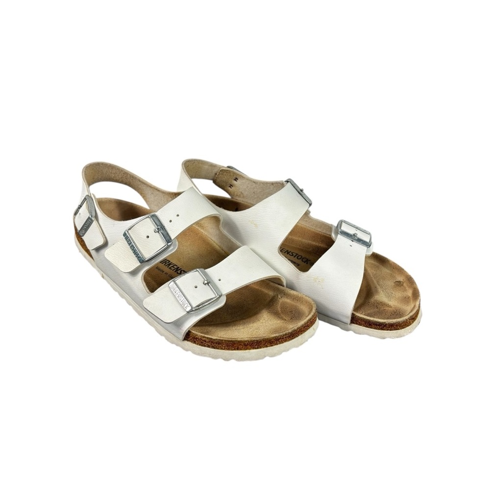 Birkenstock Milano White Birko-Flor Sandals Slingback Ankle Strap Size 42 US 11